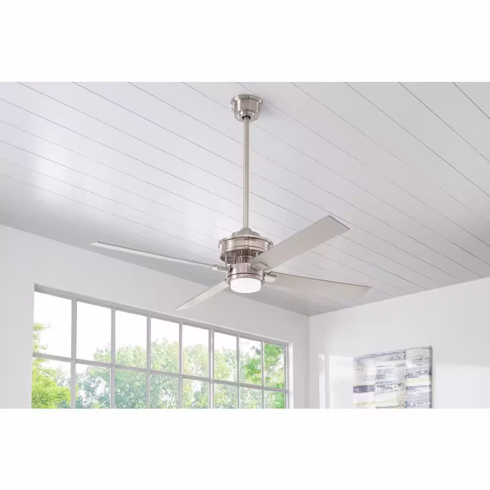 Home Decorators Collection Lincolnshire 60 in. LED Brushed Nickel Ceiling Fan with Light