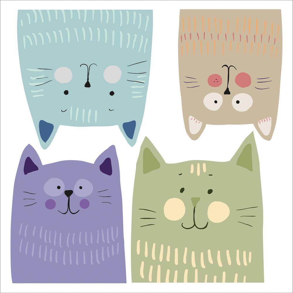 Home Decor Line Multicolor Cats Wall Decals (Set of 8)