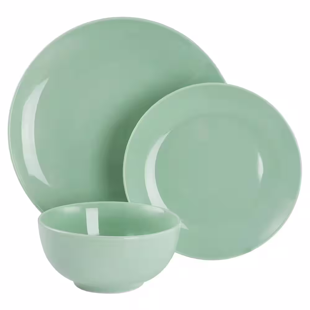 Elama 18-Piece Porcelain Dinnerware Set in Mint