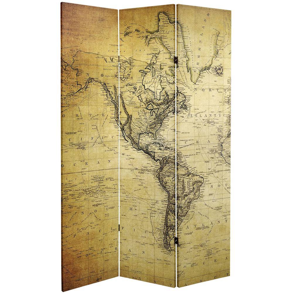 Oriental Furniture World Map 6 ft. Printed 3-Panel Room Divider