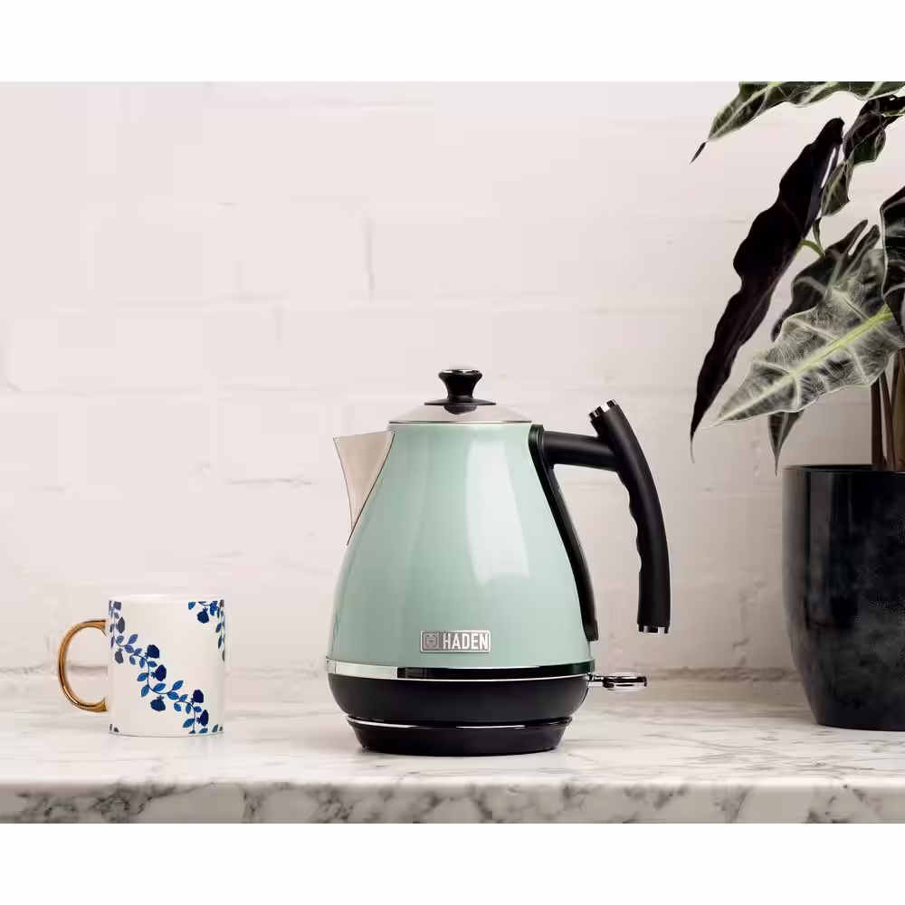 HADEN Cotswold 1.7 l 7-Cup Green Stainless Steel Electric Kettle with Auto Shut-Off and Boil-Dry Protection