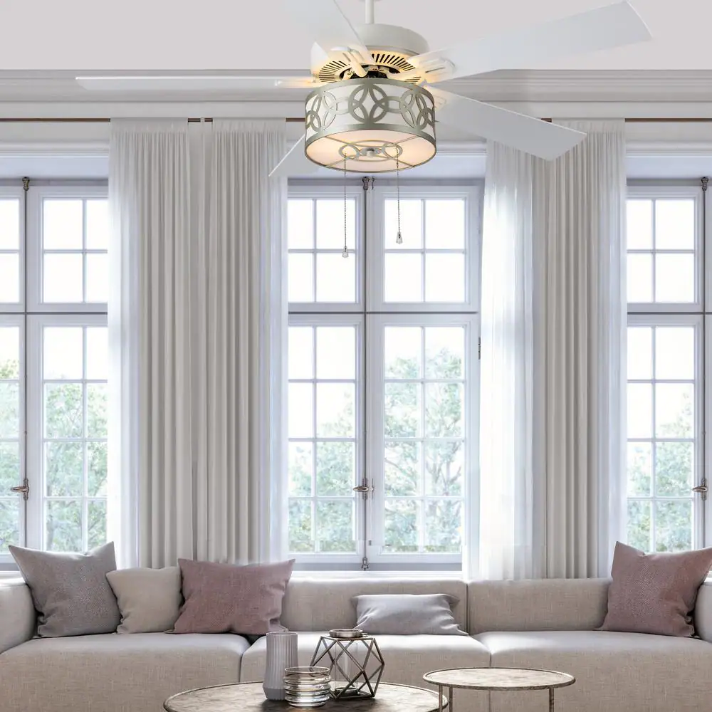 River of Goods 52 in. Indoor White Sila Transitional Style Ceiling Fan with Light Kit