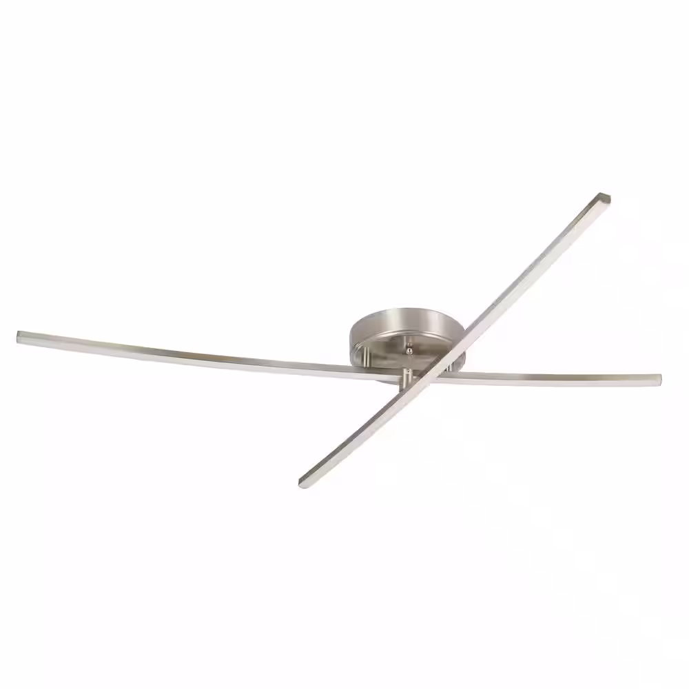 Catalina Lighting 3 ft. Brushed Nickel Integrated LED Fixed Track Lighting Kit with Dimmable Dual Bar