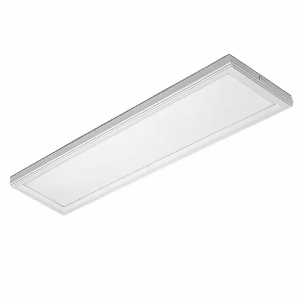 Commercial Electric 48 in. x 15 in. Low Profile Matte White Color Selectable LED Flush Mount Ceiling Light w/Night Light Feature Dimmable