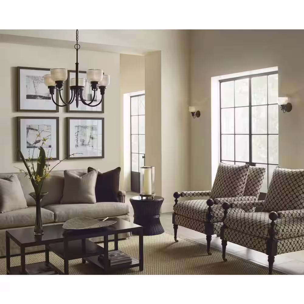 Progress Lighting Archie Collection 1-Light Venetian Bronze Clear Double Prismatic Glass Coastal Bath Vanity Light