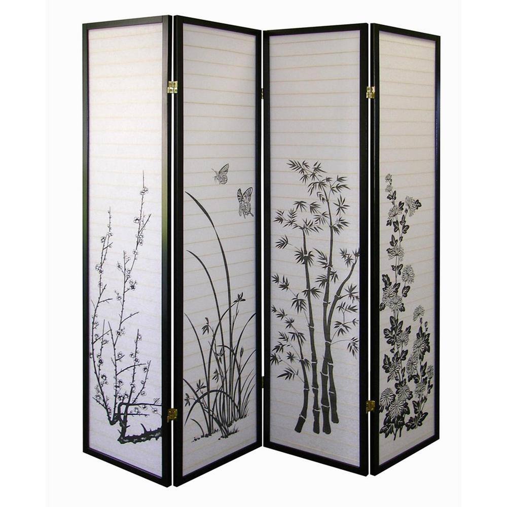 ORE International Floral 4-Panel Room Divider