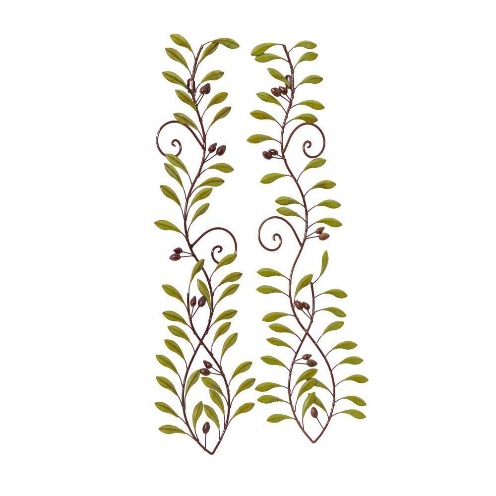 Litton Lane Metal Green Leaf Wall Decor (Set of 2)