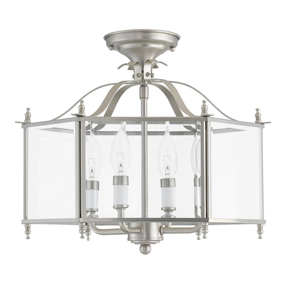 Livex Lighting Livingston 4 Light Brushed Nickel Convertible Pendant/Ceiling Mount