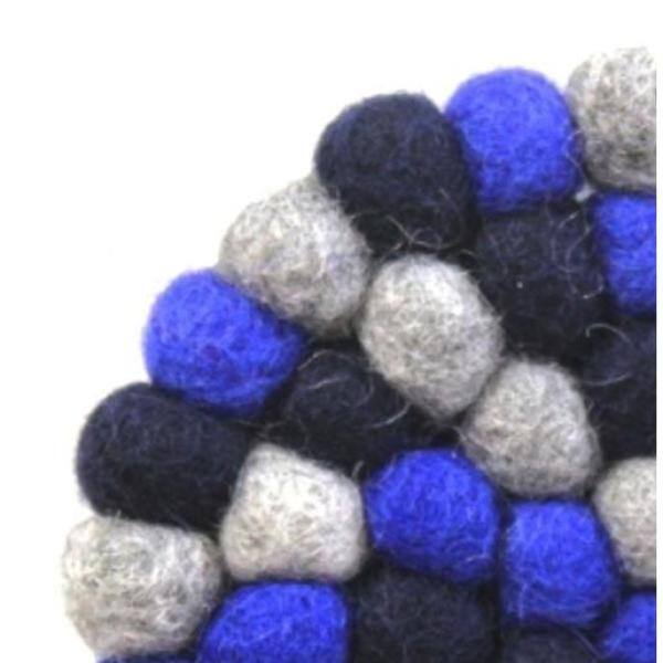 Global Craft Felt Ball Trivets: Round Chakra, Dark Blues