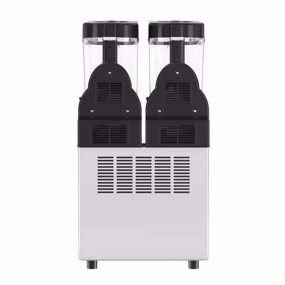 Phivve 844 oz. Silver Commercial Slushy Machine 950W 12L x 2 Tanks Frozen Drink Machine PC Double Tank Snow Cone Machine