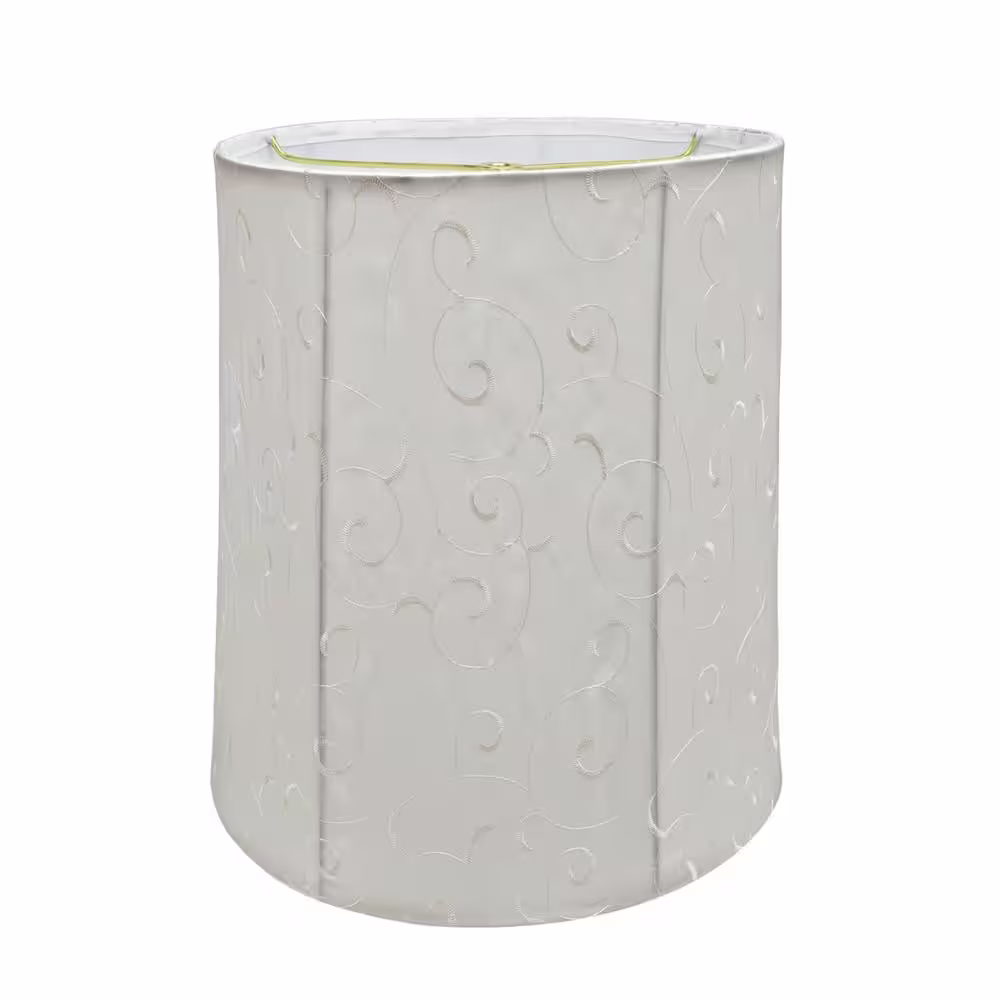 Aspen Creative Corporation 14 in. x 15 in. Beige and Embroidered Design Drum/Cylinder Lamp Shade