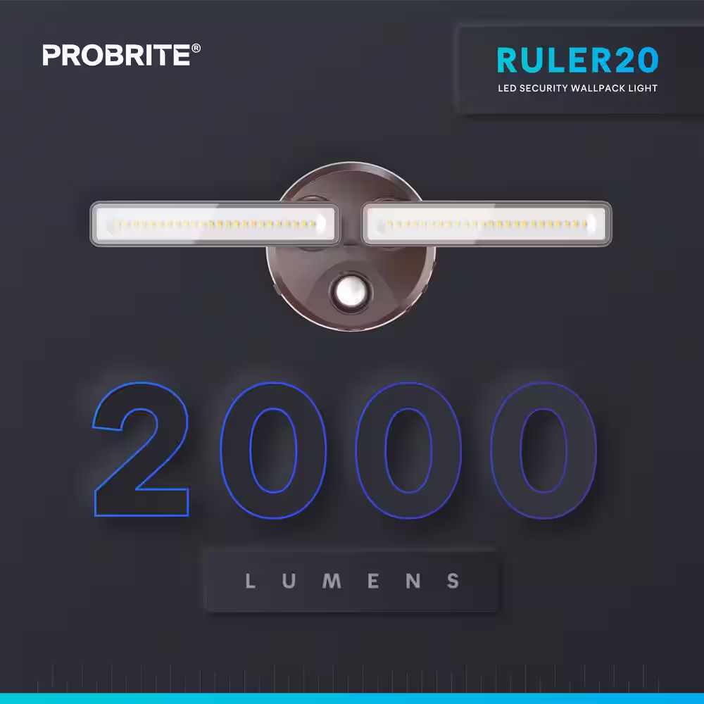 PROBRITE 150-Watt Equivalent 180-Degree Bronze Motion Activated Outdoor Integrated LED Thin Flood Light, 2700K-5000K