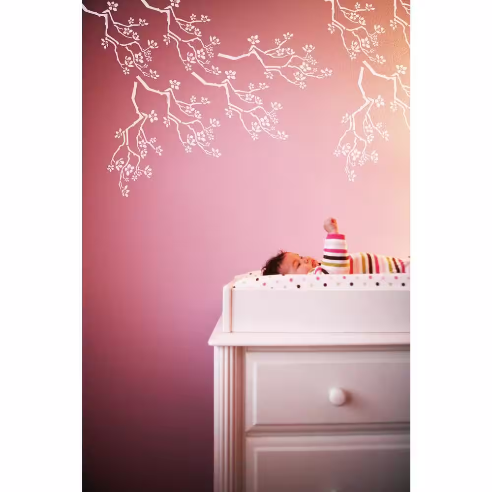 Stencil1 Cherry Blossom Repeat Pattern Stencil