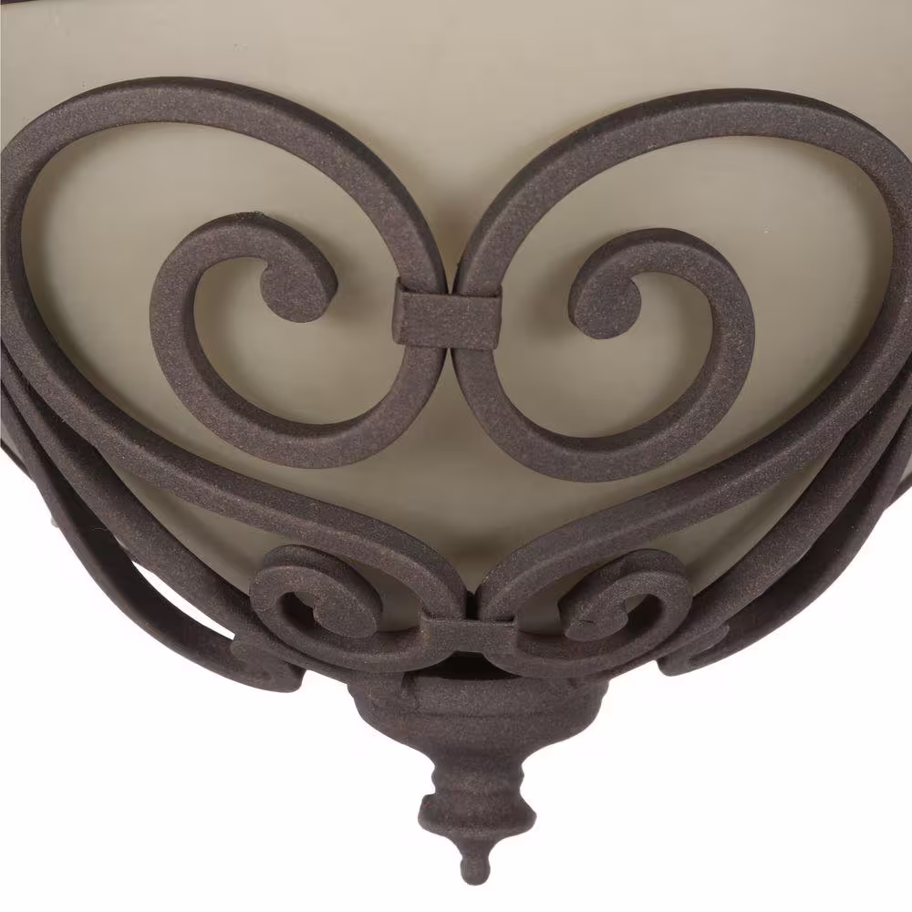 Hampton Bay Earle 1-Light Aged Iron Half Sconce with Scavo Glass Shade