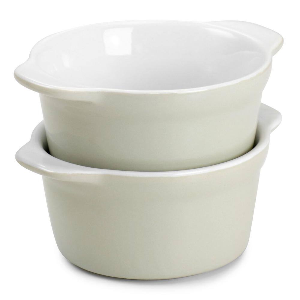 None 4 in. Stoneware Ramekin 4-Piece Set in Grey