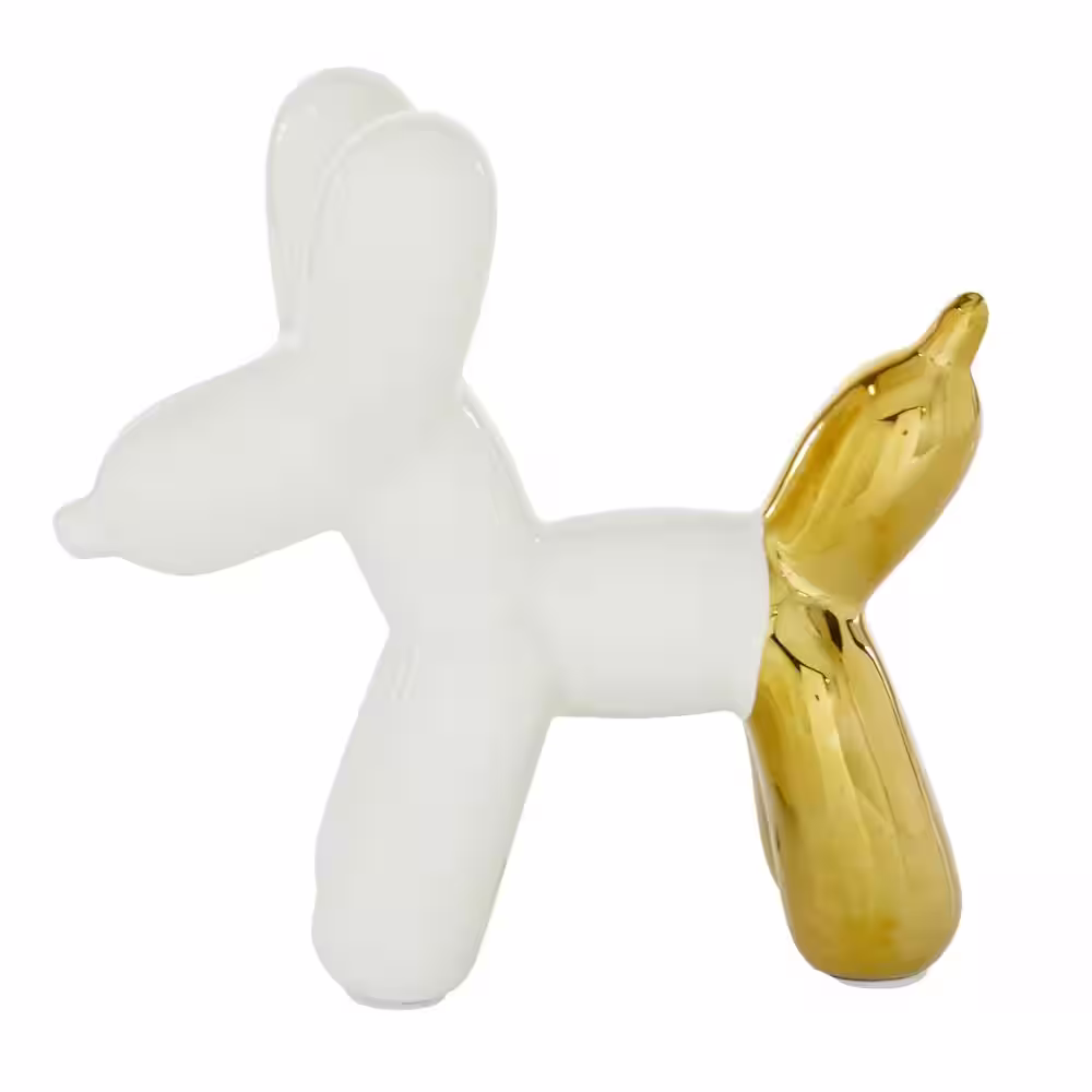 CosmoLiving by Cosmopolitan White Ceramic Balloon Dog Sculpture