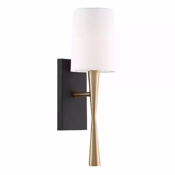 Crystorama Trenton 1-Light Aged Brass + Black Forged Sconce