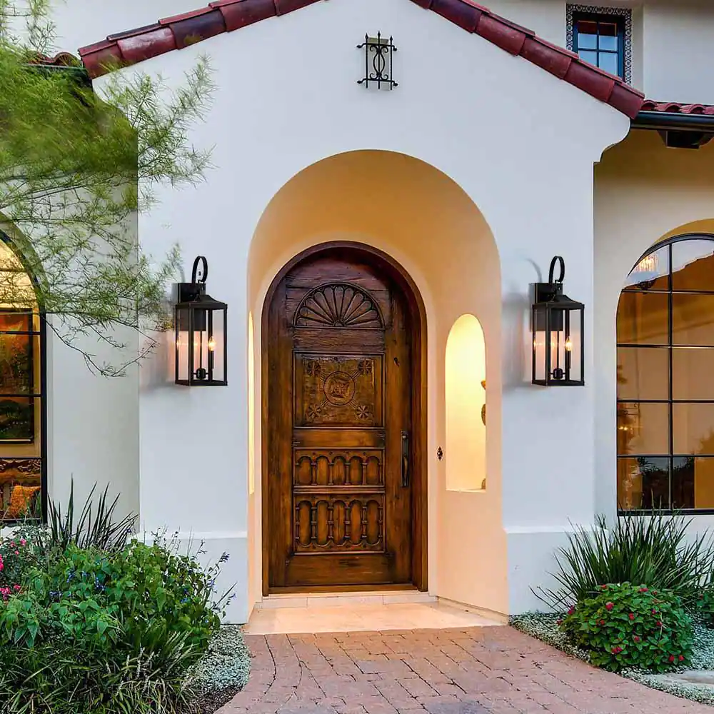 TRUE FINE 25.7 in. 2-Light Bronze Non Solar Large Outdoor Wall Lantern Sconce Light