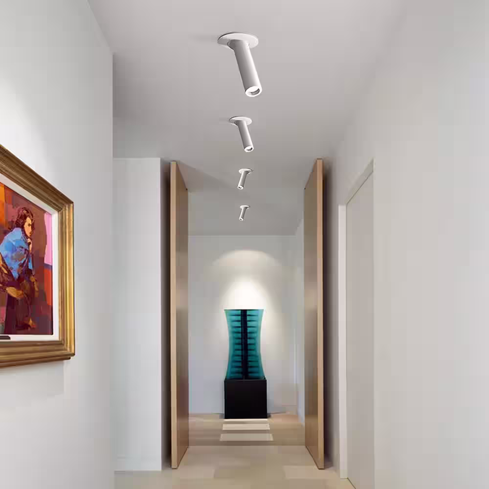 HUOKU Parroco White Integrated LED Fixed Track Gimbal Head (2 Piece of 1-Pack)