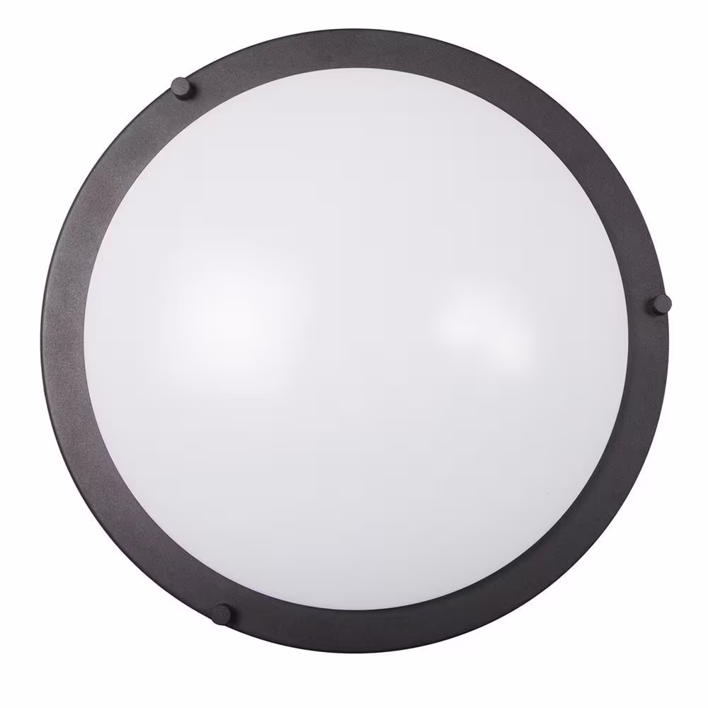 Maxxima 14 in. Round 1-Light Black Integrated LED Flush Mount