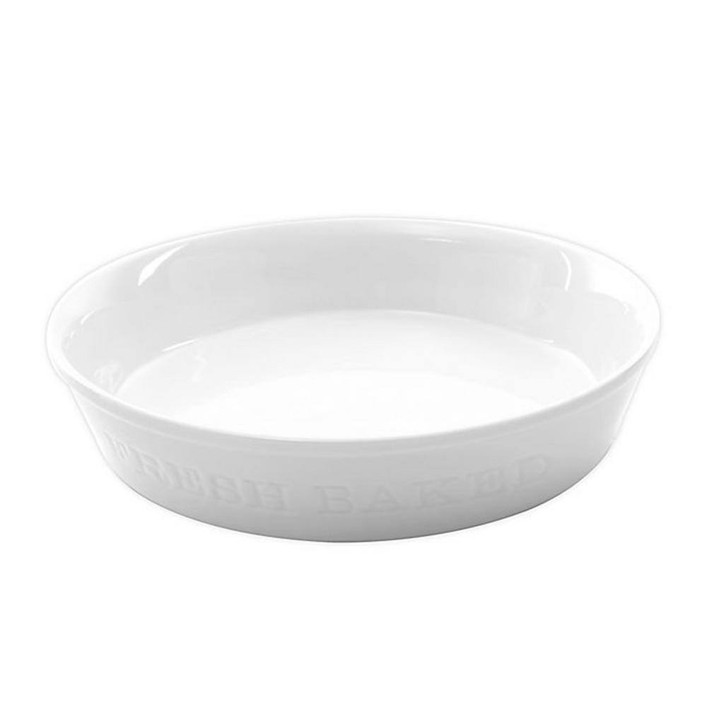 None Simply White 9.5 in. Round Porcelain Fresh Baked Pie Plate