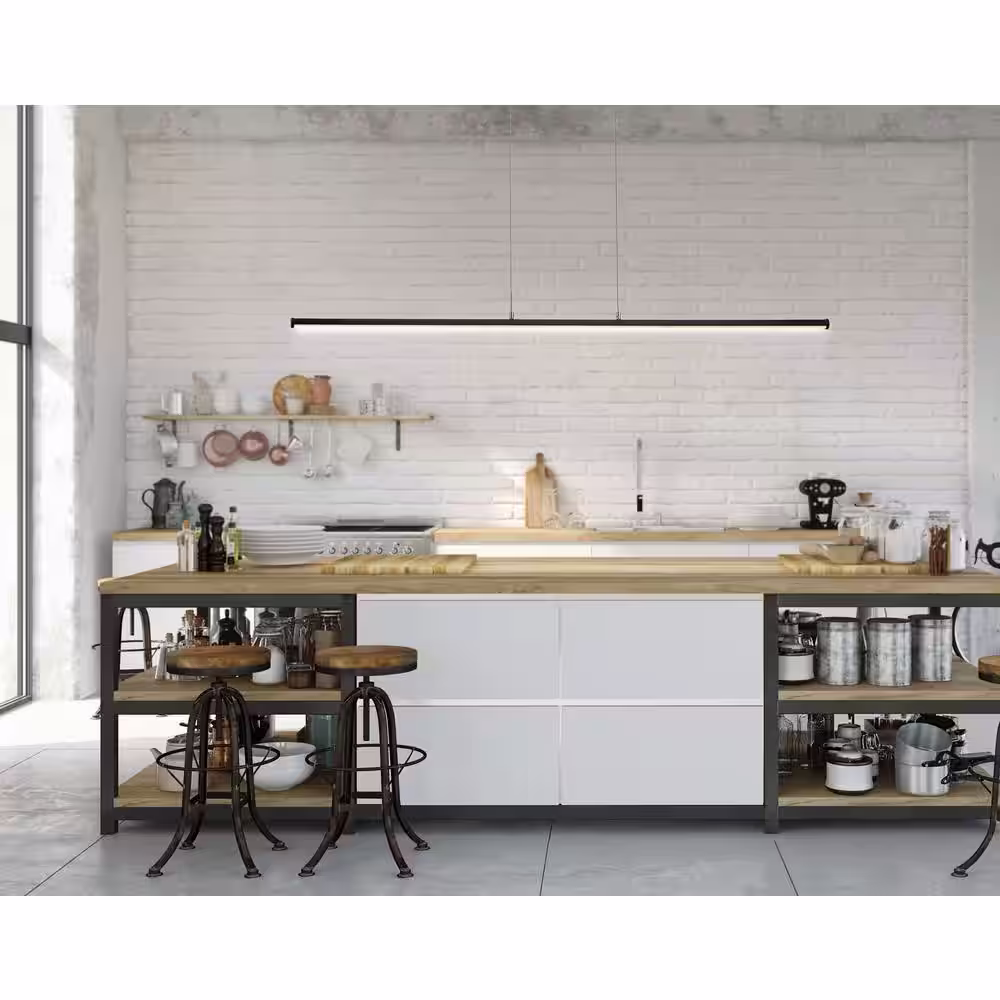 JONATHAN Y Conley 39.5 in. Dimmable Adjustable Integrated LED Black Metal Linear Pendant