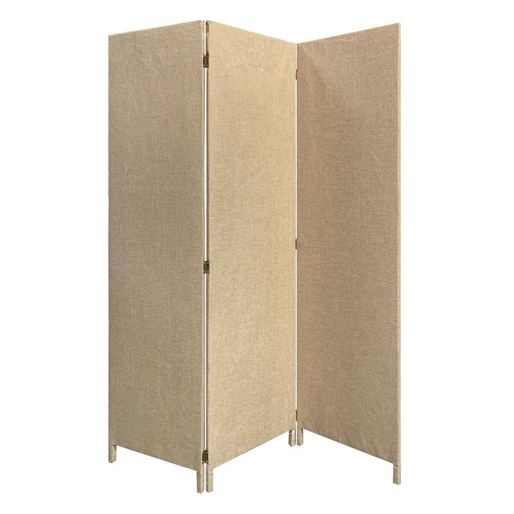None SG-361 Beige Fabric Soho Screen 3-Panel Room Divider