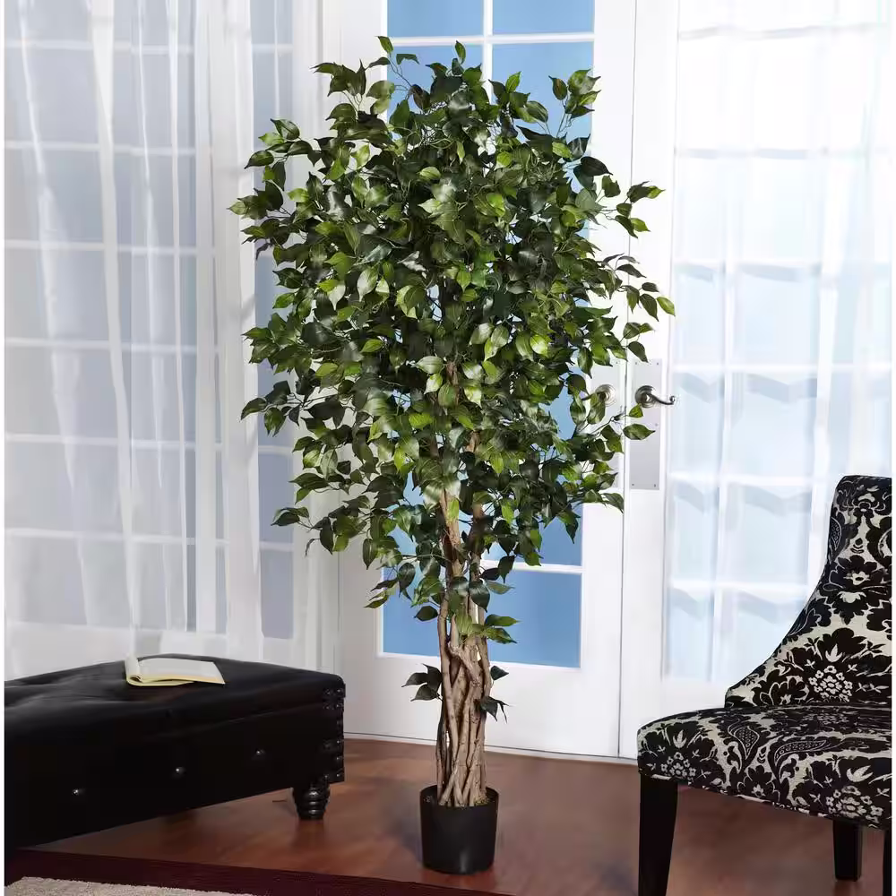 Nearly Natural 6 ft. Artificial Multi-Trunk Silk Ficus Tree