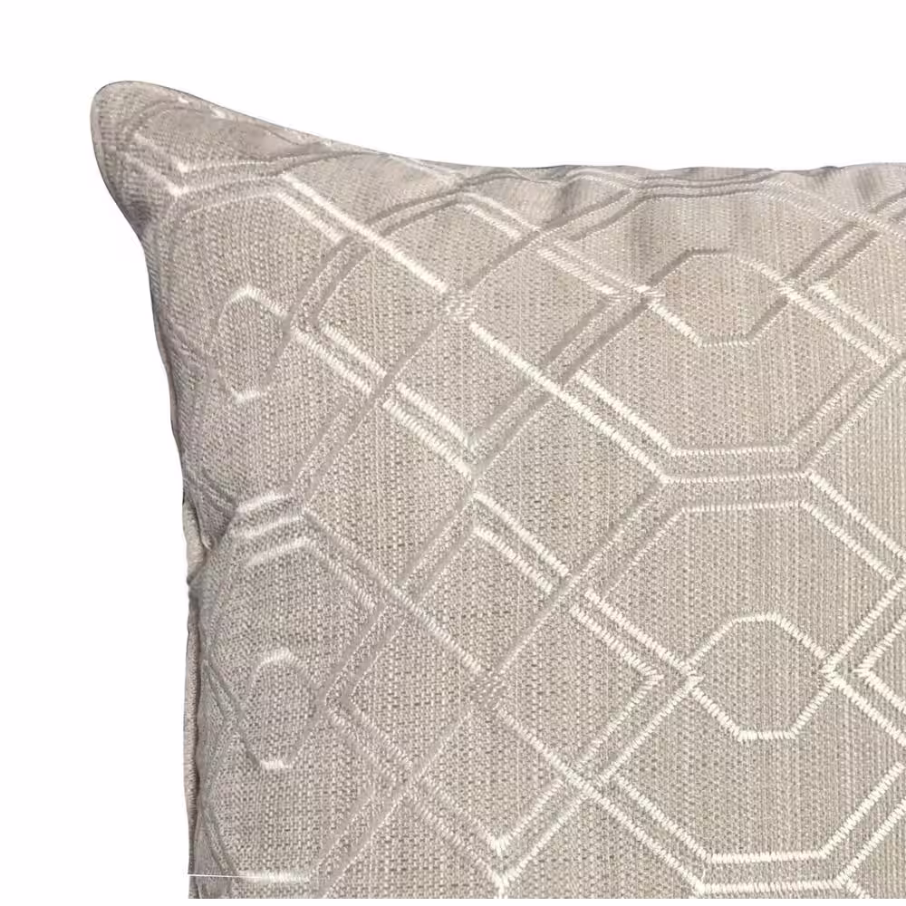 Harper Lane Geo Ivory Geometric Polyester 18 in. x 18 in. Throw Pillow