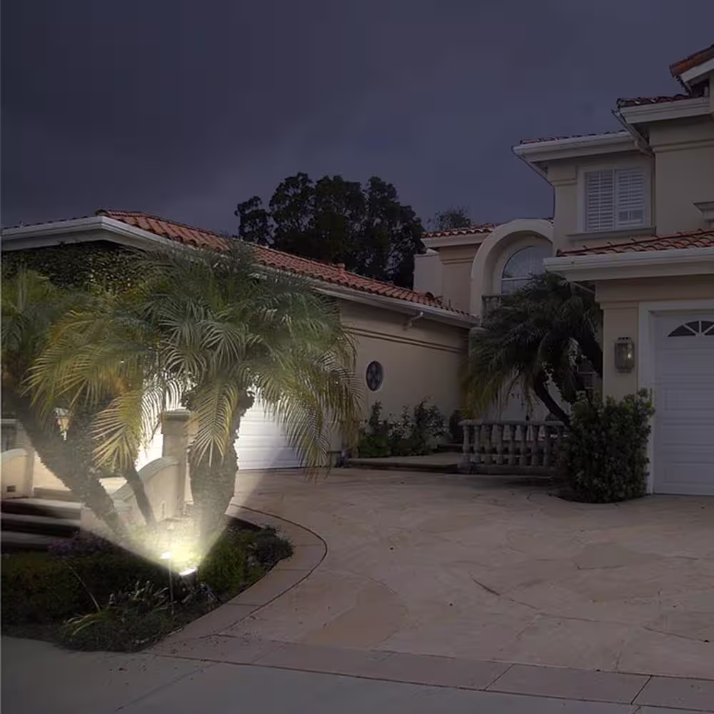 TECHKO Solar Spotlight 410 Lumens Black Battery Operated integrated LED Outdoor Spotlight with Adjustable Lamp Head (2-pack)