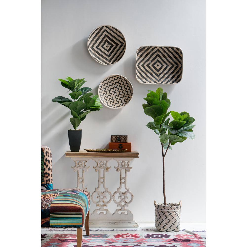 A & B Home Organic Elements Geometric Black, White Wash Trays (Set of 3)