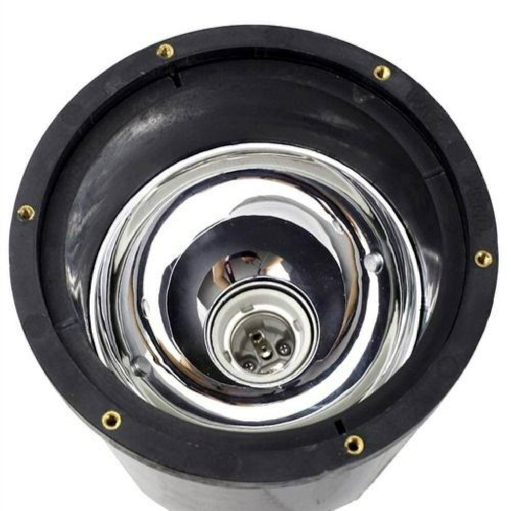 None Black Hardwired Weather Resistant Well light with LED Light Bulb and Louvered Grill Cover