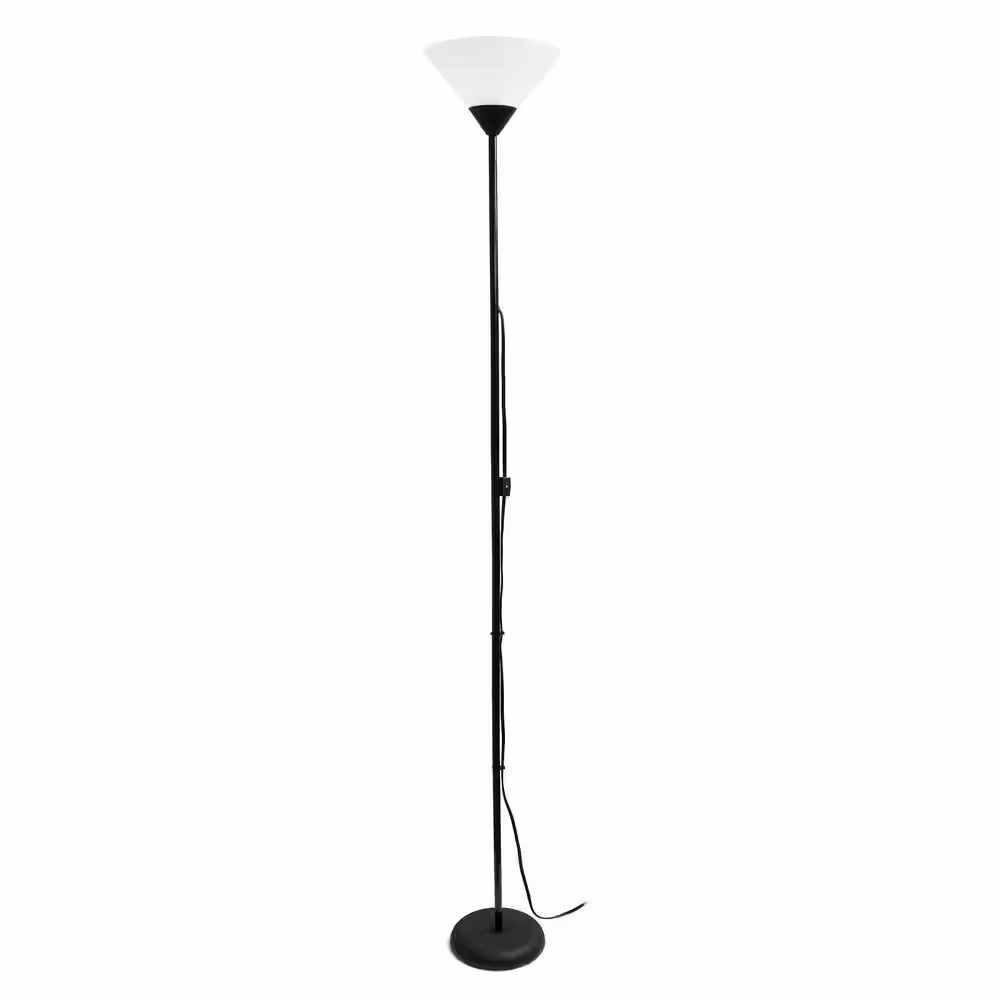 Simple Designs 71.25 in. Black Stick Torchiere Floor Lamp