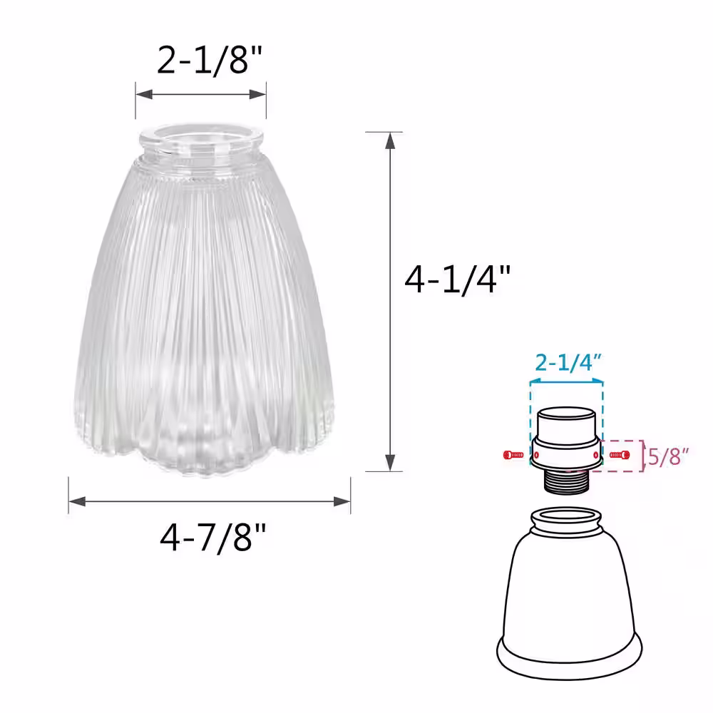 Aspen Creative Corporation 5-1/4 in. Clear Ceiling Fan Replacement Glass Shade (4-Pack)