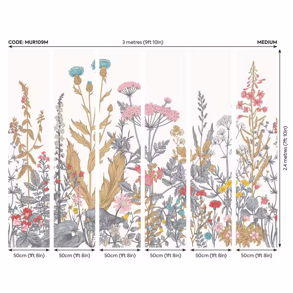 None Botanical Flowers Wall Mural