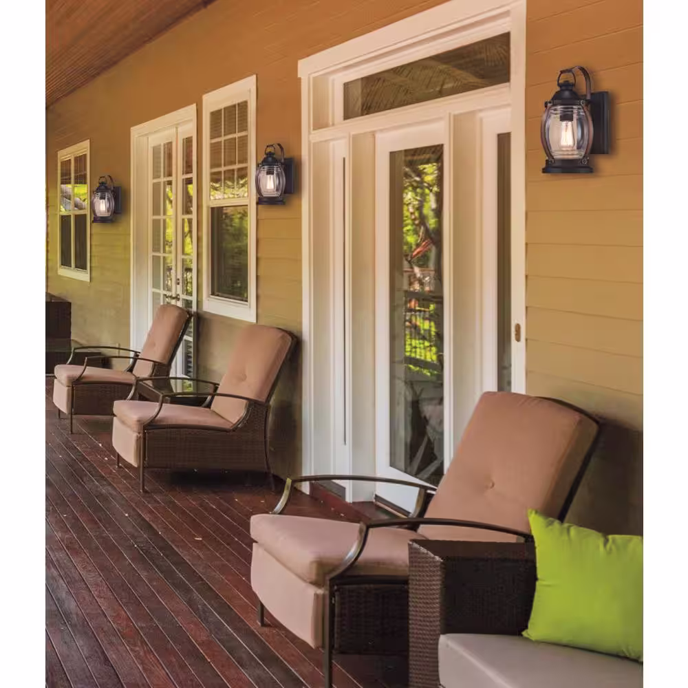 Westinghouse Canyon 1-Light Textured Black and Barnwood Outdoor Wall Lantern Sconce