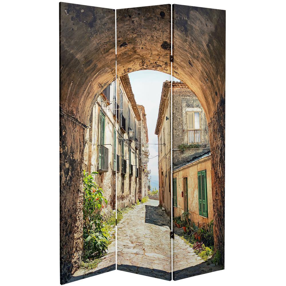 Oriental Furniture European Village 6 ft. Printed 3-Panel Room Divider