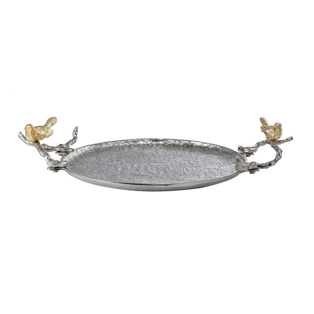 A & B Home Lavada Decorative Nickel, Gold Medium Tray (Set of 2)