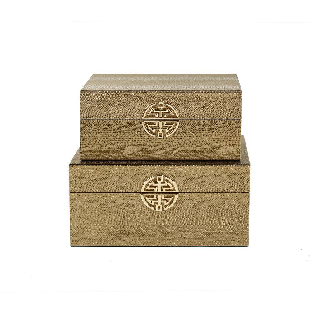 A & B Home Yasmeen Bronze/Gold Nesting Boxes (Set of 2)