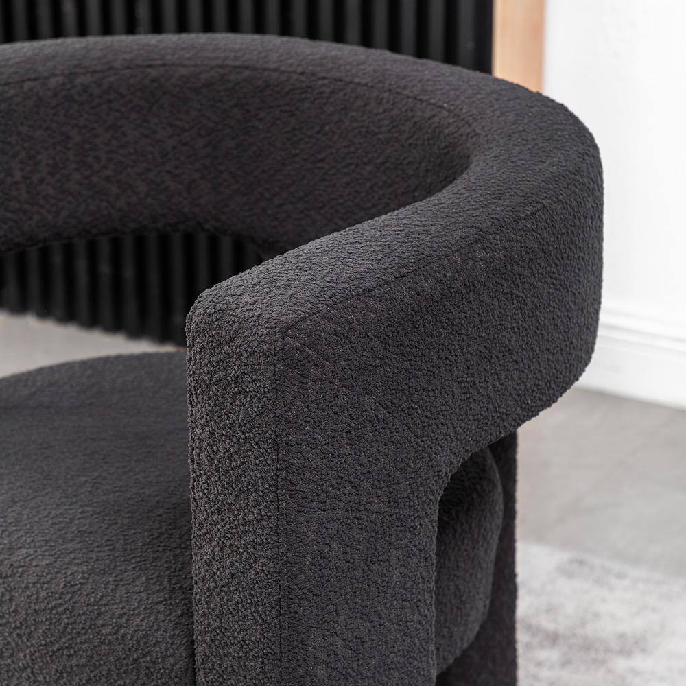 KINWELL Black 28 in. Wide Boucle Upholstered Square Armchair (Set of 2)