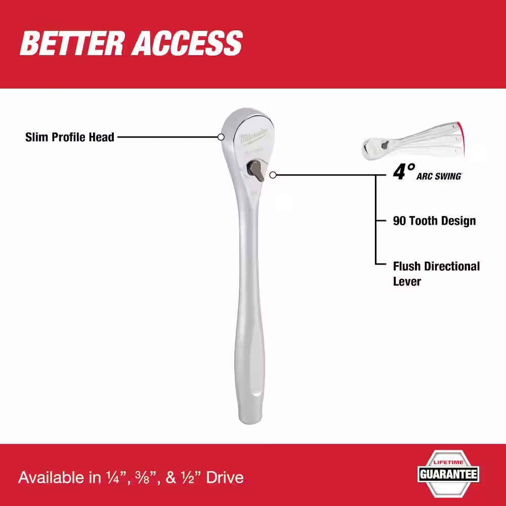 Milwaukee 1/2 in. Drive Ratchet and 1/4 in. Drive 90-Tooth 3 in. Stubby Ratchet (2-Piece)