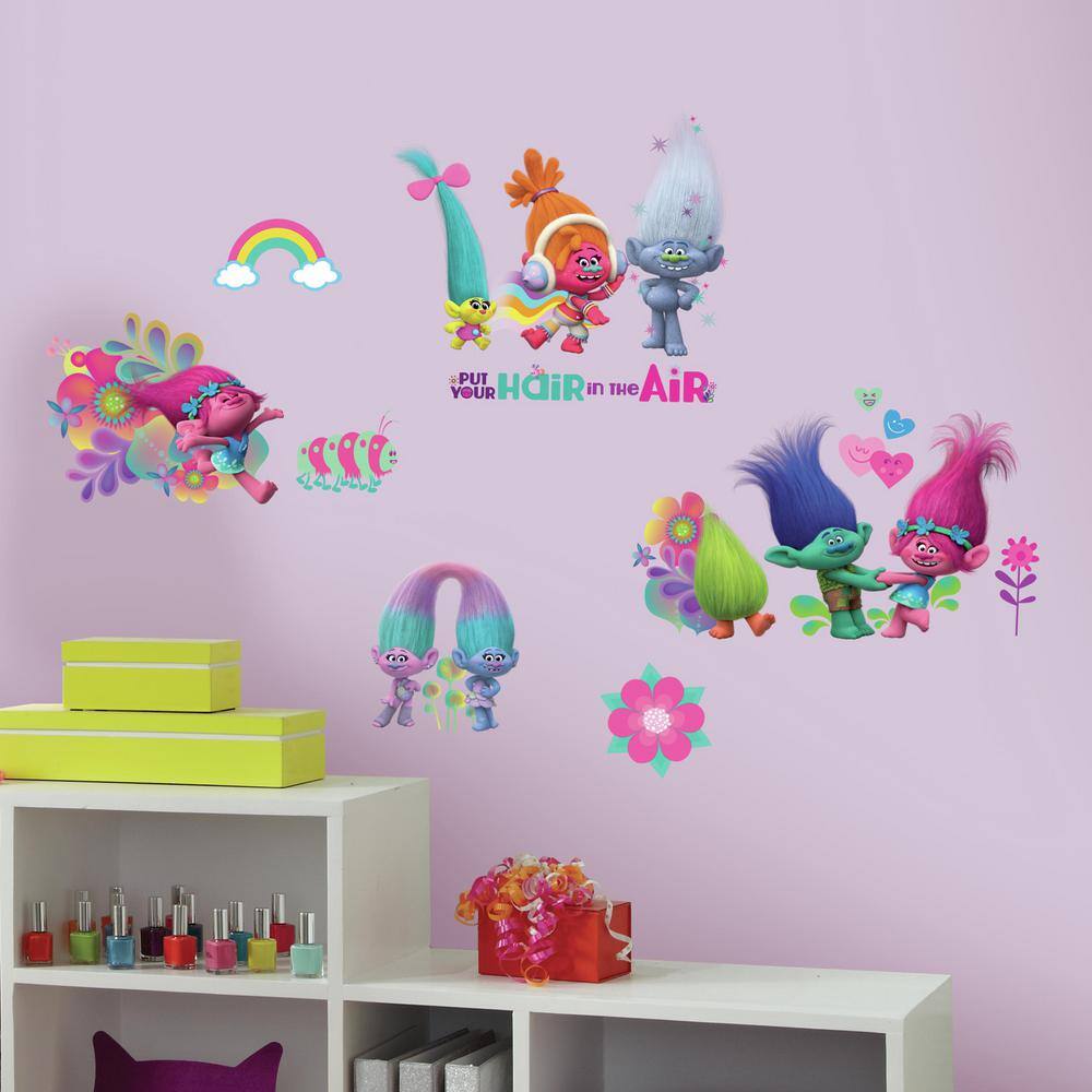 RoomMates 5 in. x 11.5 in. Trolls Movie 24-Piece Peel and Stick Wall Decals