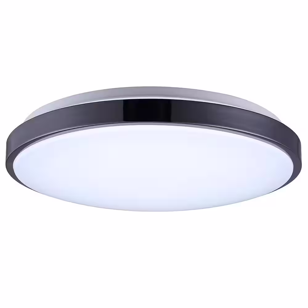 SMRTLite by NBG HOME 15 in. Black Nickel Integrated LED Trim Flush-Mount with Selectable White