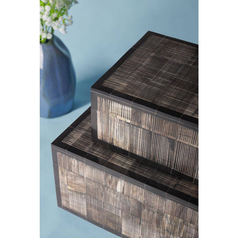 GAURI KOHLI Brown Bermuda Horn Decorative Boxes (Set of 2)