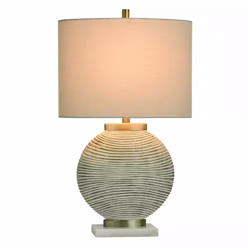 StyleCraft 29.5 in. White Task And Reading Table Lamp for Living Room with Yellow Cotton Shade