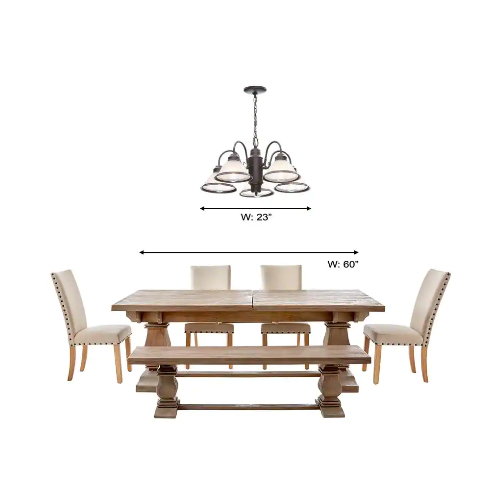 Hampton Bay Halophane 5-Light Oil Rubbed Bronze Chandelier with Frosted Ribbed Glass Shades