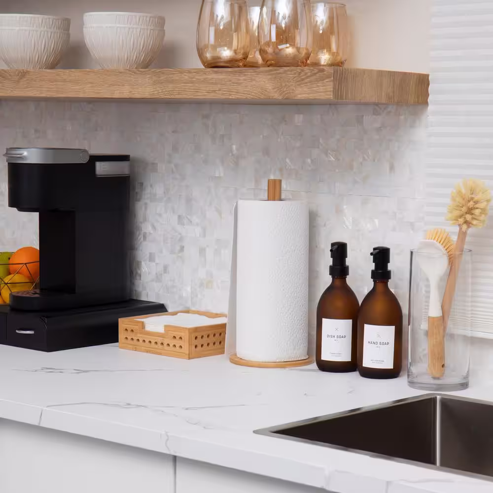 Mind Reader Lattice Collection, Brown Paper Towel Holder and Napkin Holder Set, Kitchen, Countertop Organizer, Rayon from Bamboo