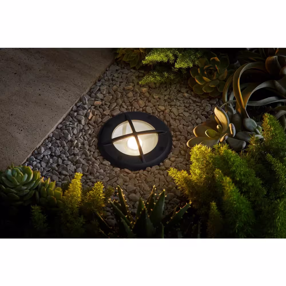 Hampton Bay Marion 25-Watt Equivalent Low Voltage Black LED Outdoor Well Light