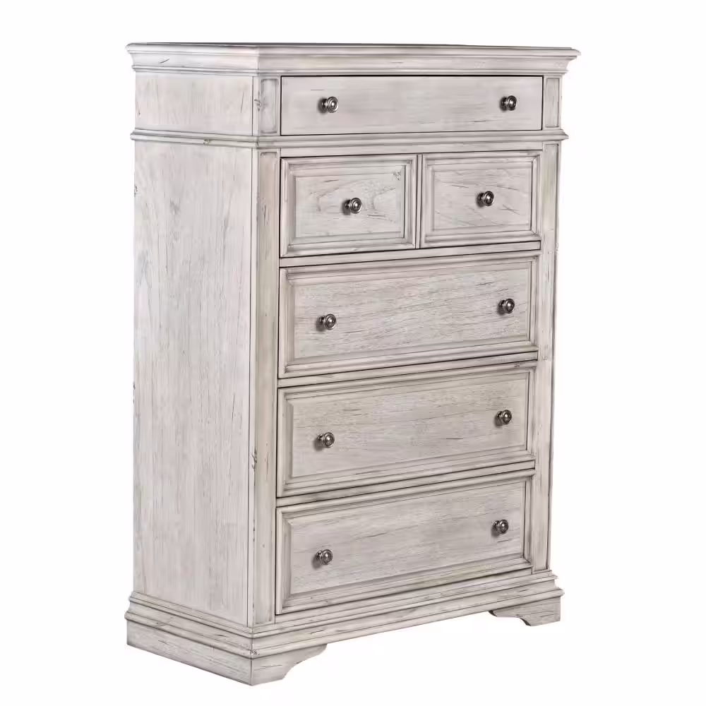 Steve Silver Highland Park 5-Drawer Rustic Ivory Chest of Drawer (40 in. Depth x 19 in. Width x 56 in. Height)