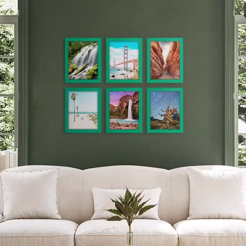 None Textured 8 in. x 10 in. Green Picture Frame (Set of 6)